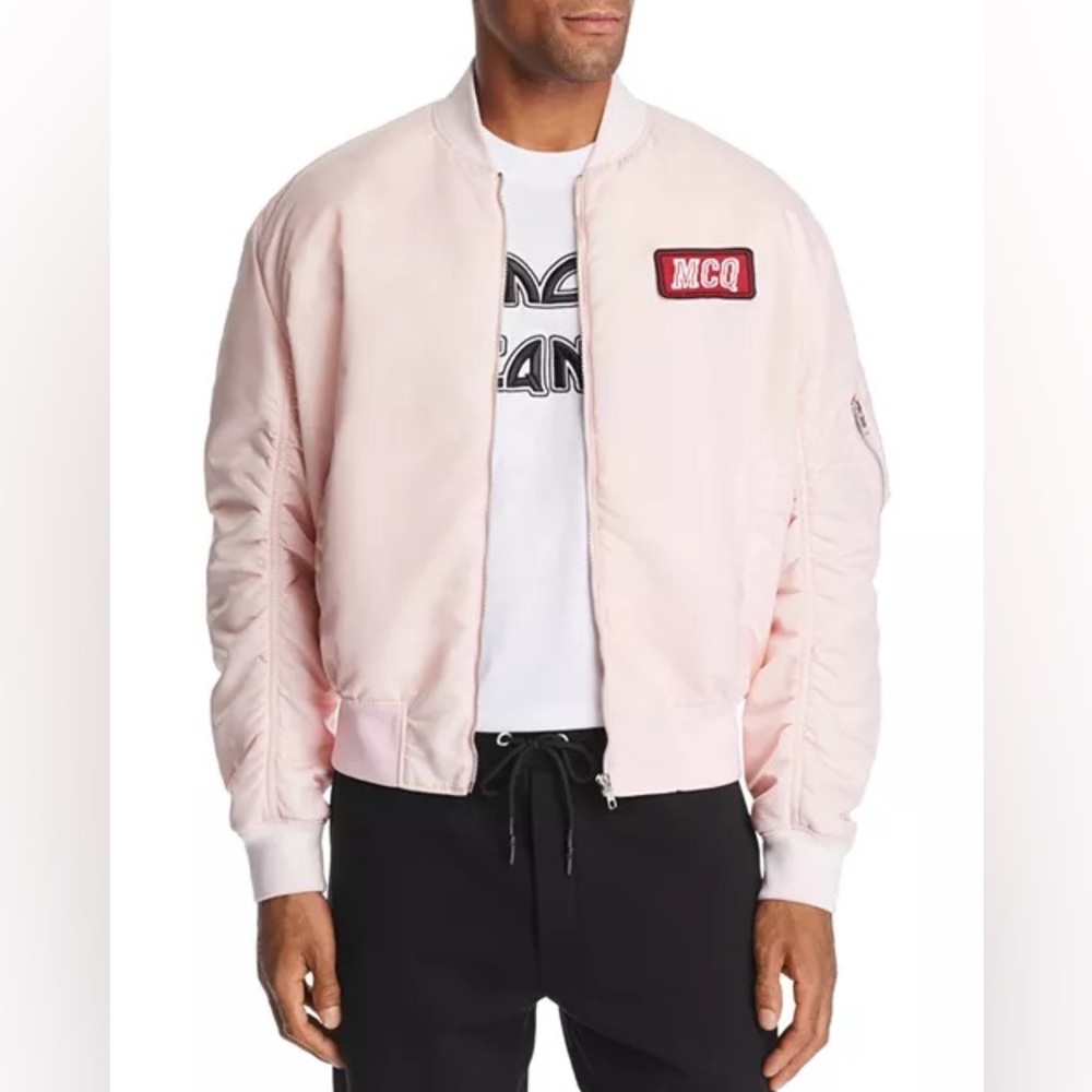 Men’s McQ Alexander McQueen pink bomber jacket with patch IT48 medium $650